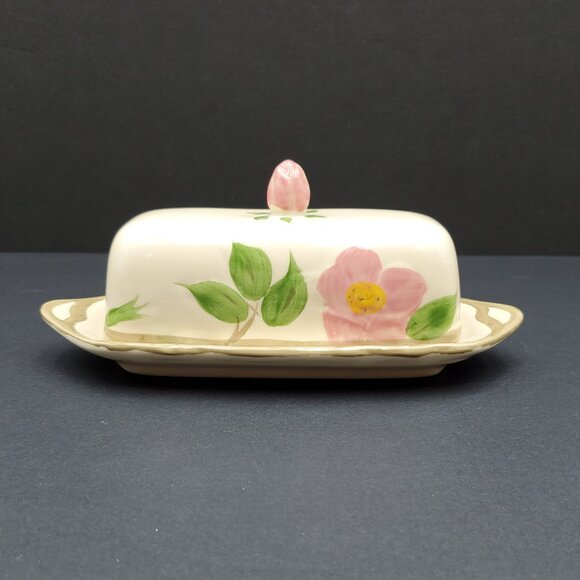 Franciscan Desert Rose Covered Butter Dish Butter Keeper 1/4 Lb Butter Plate - Picture 2 of 9